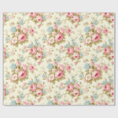 Romantische Rosa Englische Rose auf blassgelb Geschenkpapier (Flach)