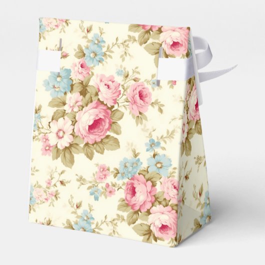 Romantische Rosa Englische Rose auf blassgelb Geschenkschachtel (Rückseite)