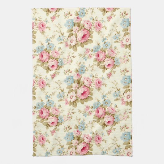 Romantische Rosa Englische Rose auf blassgelb Geschirrtuch (Vertikal)