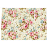 Romantische Rosa Englische Rose auf blassgelb Große Geschenktüte (Rückseite)