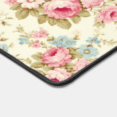 Romantische Rosa Englische Rose auf blassgelb Schreibtischunterlage (Ecke)