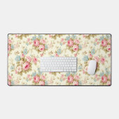 Romantische Rosa Englische Rose auf blassgelb Schreibtischunterlage (Tastatur & Maus)