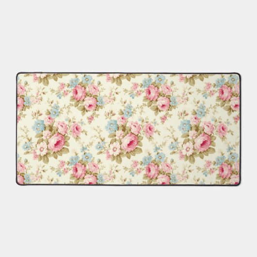 Romantische Rosa Englische Rose auf blassgelb Schreibtischunterlage (Vorderseite)