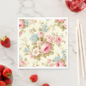 Romantische Rosa Englische Rose auf blassgelb Serviette (Beispiel)