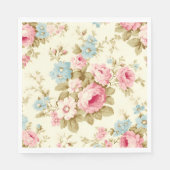 Romantische Rosa Englische Rose auf blassgelb Serviette (Vorderseite)