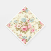 Romantische Rosa Englische Rose auf blassgelb Serviette (Ecke)