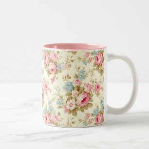 Romantische Rosa Englische Rose auf blassgelb Zweifarbige Tasse