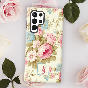 Romantische rosa englische Rosen auf Gelb mit Mono Samsung Galaxy Hülle