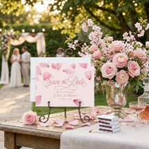 Romantische rosa fallende Blütenblätter Schrift Sa