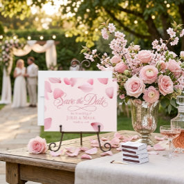 Romantische rosa fallende Blütenblätter Schrift Sa Einladung