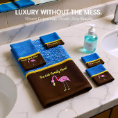 Romantische rosa Flamingos mit denim Textur .braun Badhandtuch Set