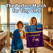 Romantische rosa Flamingos mit Denim-Textur .lila Badhandtuch Set