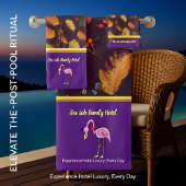 Romantische rosa Flamingos mit Herbstblättern Badhandtuch Set