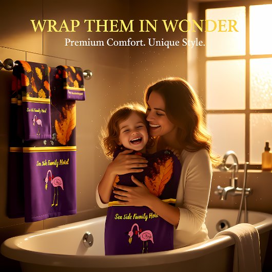 Romantische rosa Flamingos mit Herbstblättern Badhandtuch Set