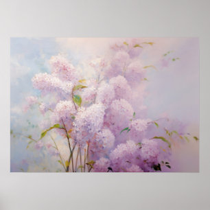 Romantische rosa Flieder Pastell-Landhausgarten-Bl Poster
