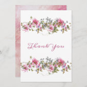 Romantische Rosa Flora Dankeskarte (Vorne/Hinten)