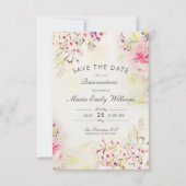 Romantische Rosa Flora Wasserfarbe Quinceanera Save The Date (Vorderseite)