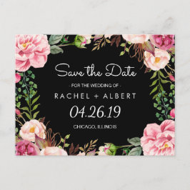 Romantische rosa florale Hochzeit speichern das Da Ankündigungspostkarte