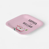 Romantische rosa florale Illustration Pappteller (Gewinkelt)