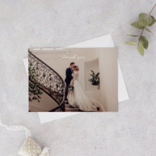 Romantische Rosa Foto Hochzeit Dankeskarte