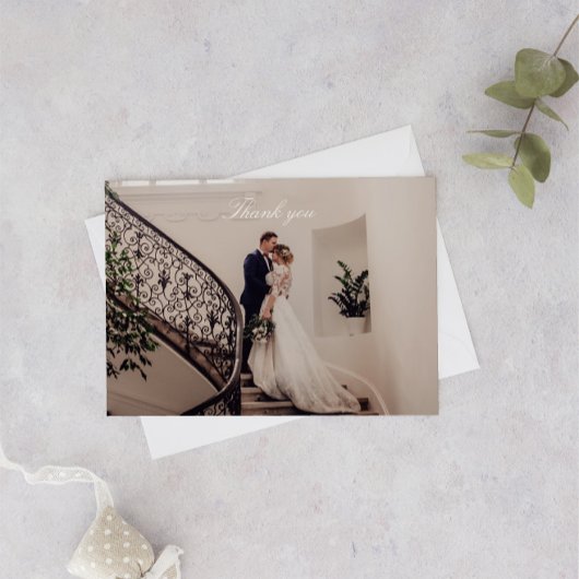 Romantische Rosa Foto Hochzeit Dankeskarte