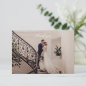 Romantische Rosa Foto Hochzeit Dankeskarte (Stehend Vorderseite)