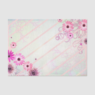 Romantische Rosa Frühlingsblumen auf Diagonalen St Seidenpapier