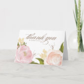 Romantische Rosa-Garten-Rose Botanische Hochzeit Dankeskarte (Vorderseite)