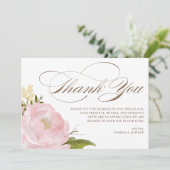 Romantische Rosa-Garten Rose Botanische Hochzeit Dankeskarte (Stehend Vorderseite)