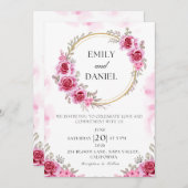 Romantische rosa gedeckte Hochzeitseinladung Einladung (Vorne/Hinten)