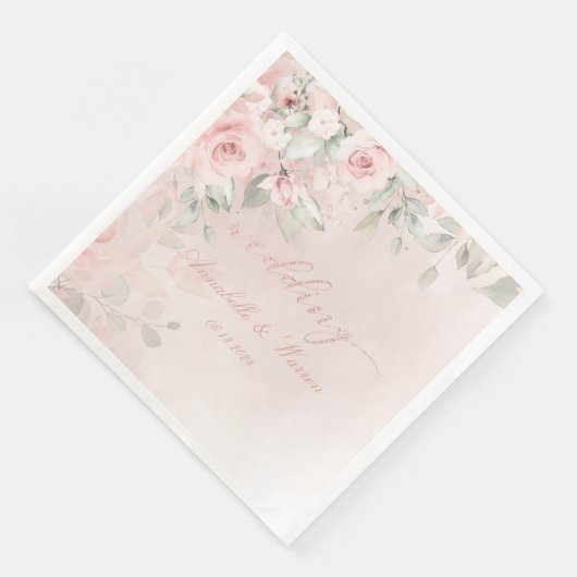 Romantische Rosa Geheimgarten Rose Hochzeit Serviette (Ecke)