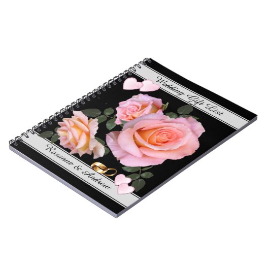 Romantische Rosa-Geschenkliste Notizblock (Linke Seite)
