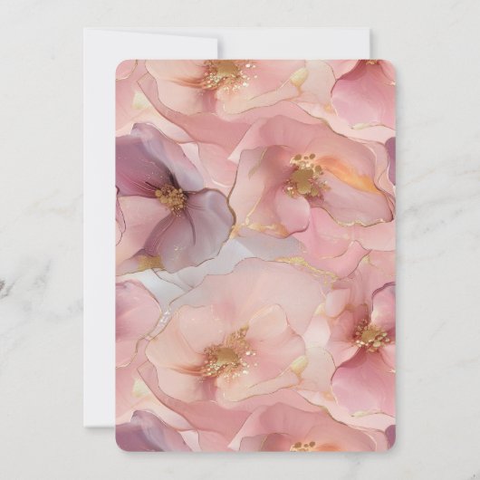 Romantische Rosa Glitz Blume Geburtstag Einladung (Rückseite)