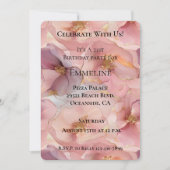 Romantische Rosa Glitz Blume Geburtstag Einladung (Vorderseite)