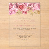 Romantische Rosa-Gold-Floral-Hochzeit Acryleinladungen (Vorderseite)
