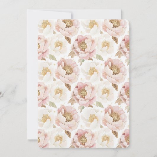 Romantische Rosa-Gold-Floral-Hochzeit Einladung (Rückseite)