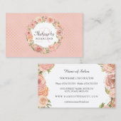 Romantische Rosa Golddots Rose Blumengestein Visitenkarte (Vorne/Hinten)