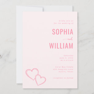 Romantische rosa Herz Hochzeitseinladungen Einladung