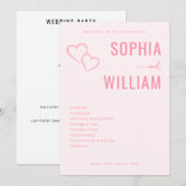 Romantische rosa Herz-Hochzeitseinladungen Programm (Vorne/Hinten)