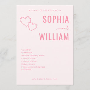 Romantische rosa Herz-Hochzeitseinladungen Programm