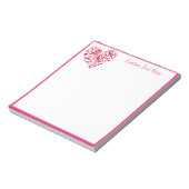 Romantische Rosa Herzdekoration Personalisiert Notizblock (Rotiert)