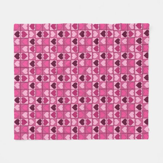 Romantische rosa Herzen auf und ab Fleecedecke (Vorderseite (Horizontal))