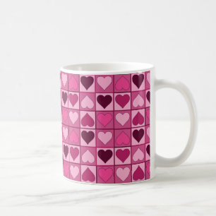Romantische rosa Herzen auf und ab Kaffeetasse