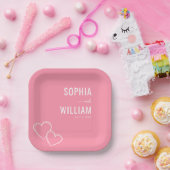 Romantische rosa Herzen Pappteller (Party)