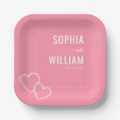 Romantische rosa Herzen Pappteller (Vorderseite)