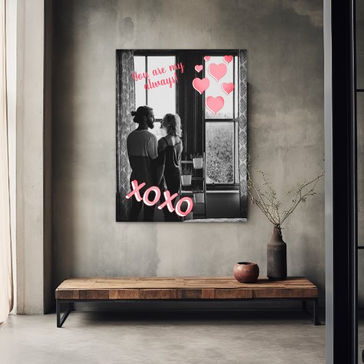 Romantische rosa Herzen XOXO Foto Valentine Poster