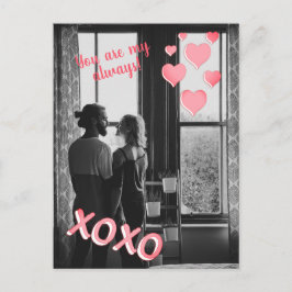 Romantische rosa Herzen XOXO Foto Valentine Postka Postkarte