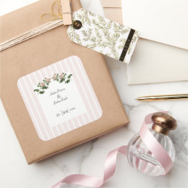 Romantische Rosa Hochzeit Quadratischer Aufkleber