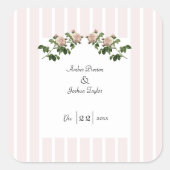 Romantische Rosa Hochzeit Quadratischer Aufkleber (Vorderseite)