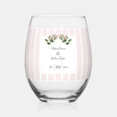 Romantische Rosa Hochzeit Weinglas Ohne Stiel (Vorderseite)